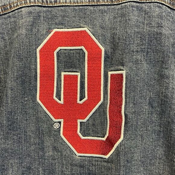 NWT WRANGLER X COLOSSEUM Oklahoma Jean Jacket Women's Large Blue Sooners OU New - Picture 15 of 16
